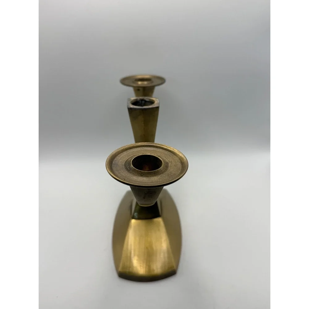 Vintage Mid Century Modern 1950s‎ Brass 3 Light Candelabra Brutalist India